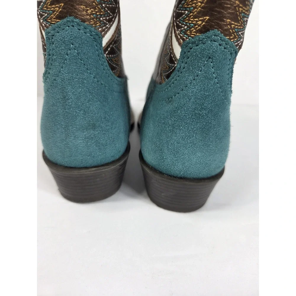 Ariat Kids Fort Worth Boot Sz 2 Y Blue Suede Leather Cowboy Western Girls